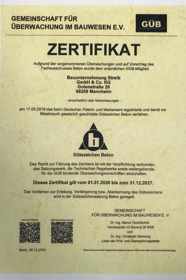 Gütezeichen Beton